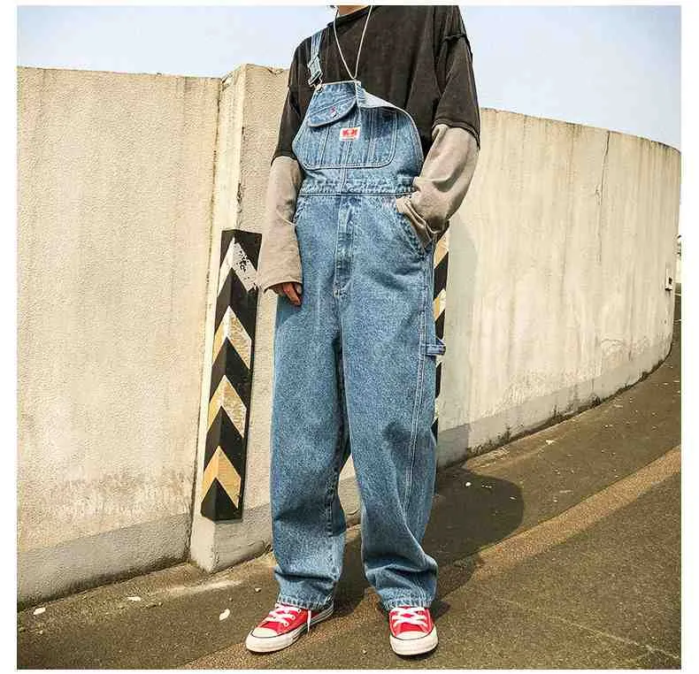 Pocket Wide-Leg Denim Overalls