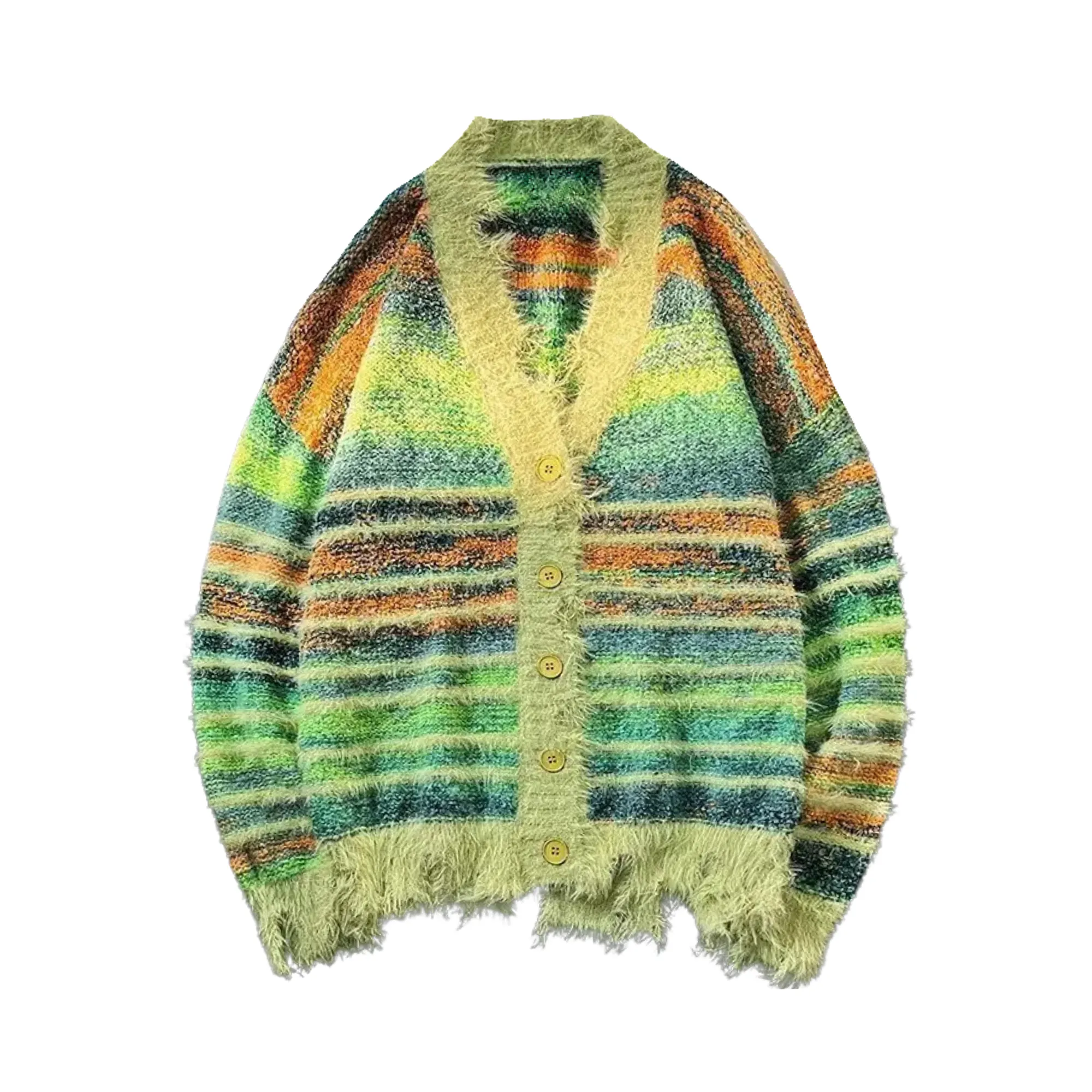 Pre Order:  Fuzzy Striped Gradient Knit Cardigan