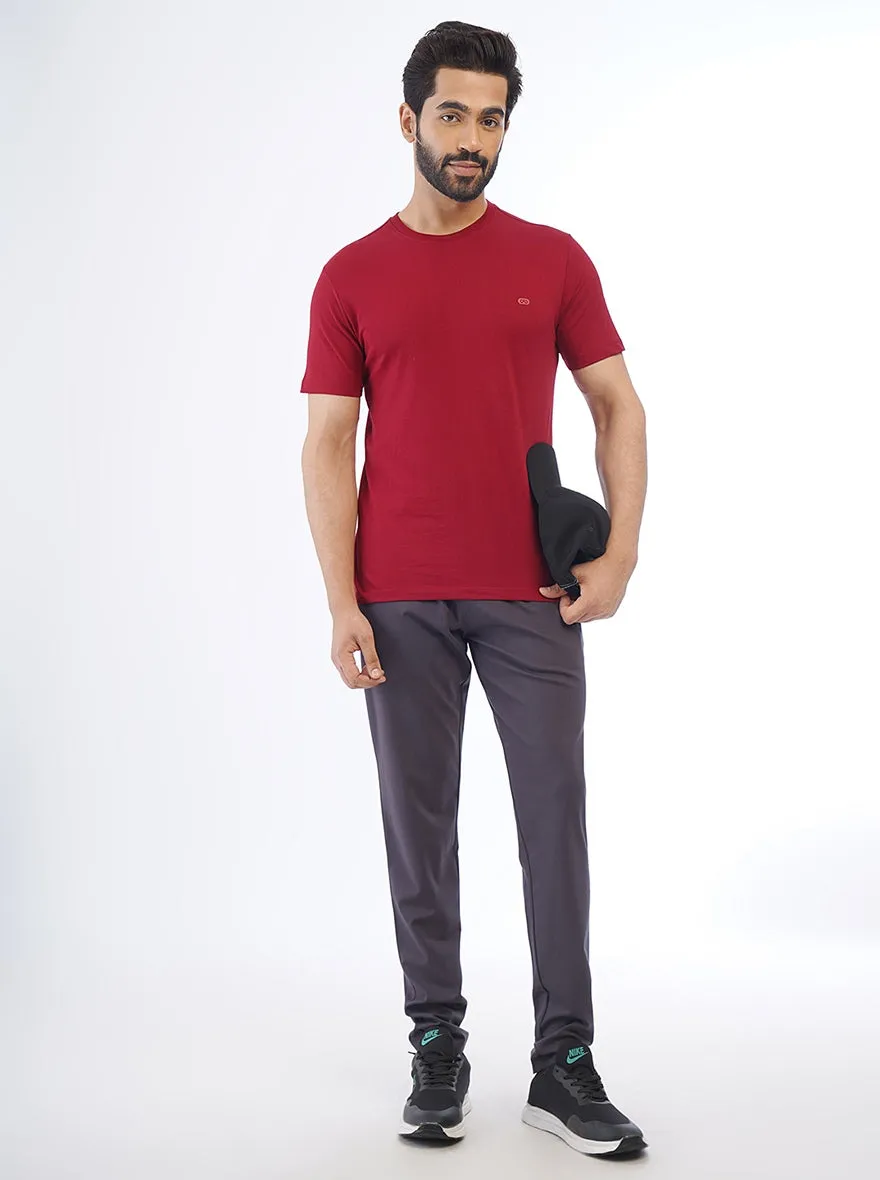 Purple Solid Slim Fit Track Pant | JadeBlue