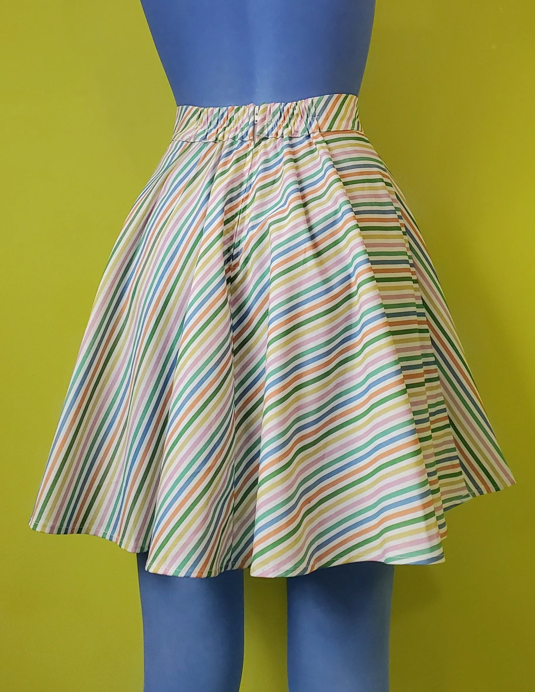 Rainbow Stripe Skater Skirt by Retrolicious