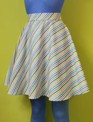 Rainbow Stripe Skater Skirt by Retrolicious