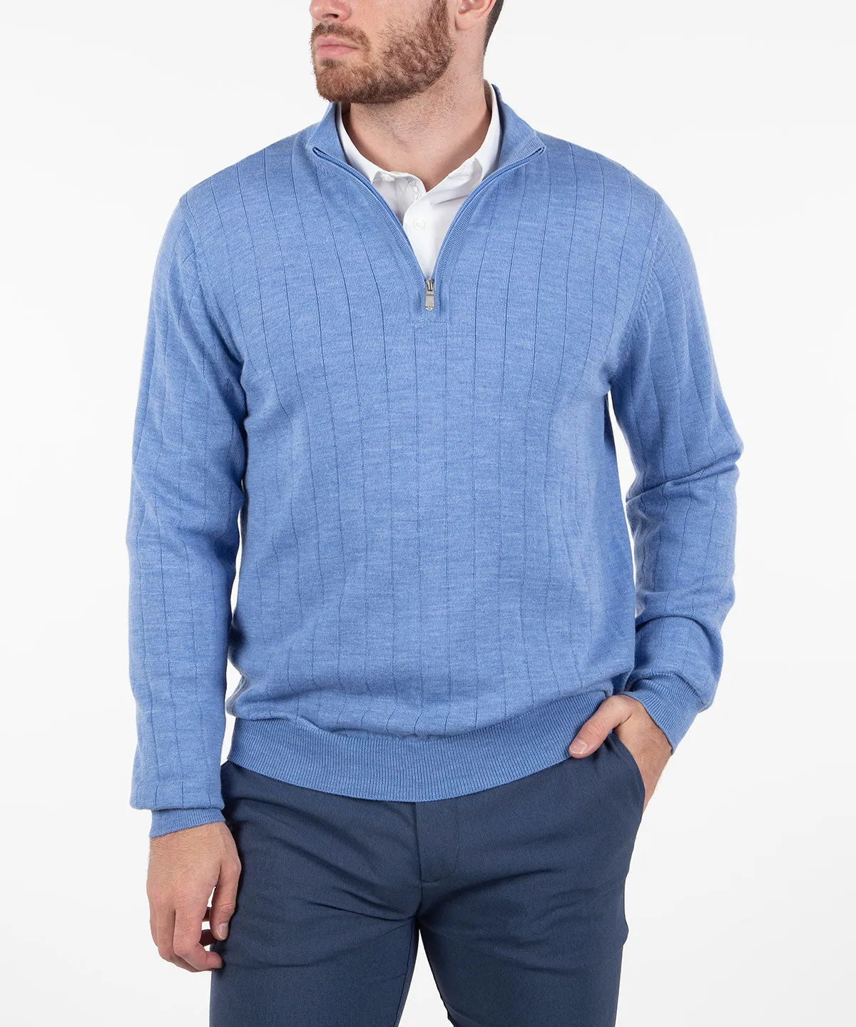 Signature Merino Quarter-Zip Mock Neck Sweater