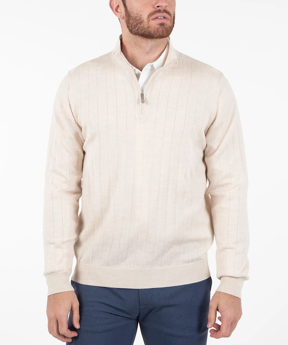 Signature Merino Quarter-Zip Mock Neck Sweater