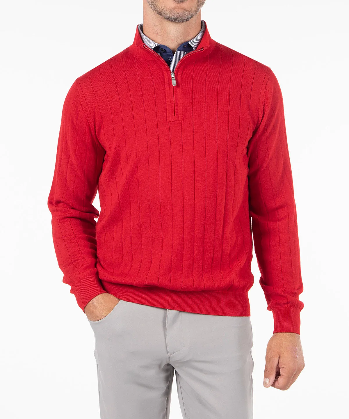 Signature Merino Quarter-Zip Mock Neck Sweater