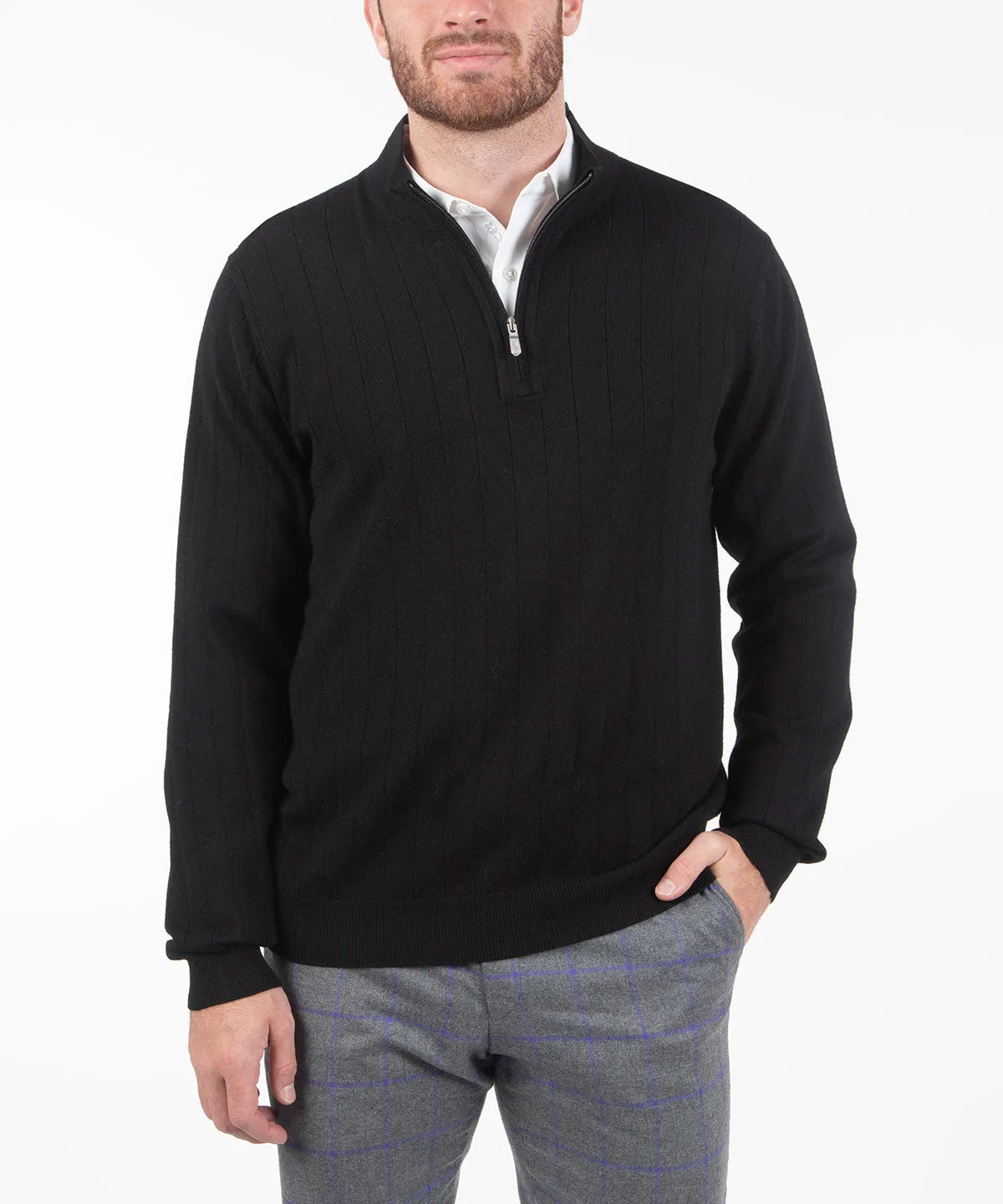 Signature Merino Quarter-Zip Mock Neck Sweater