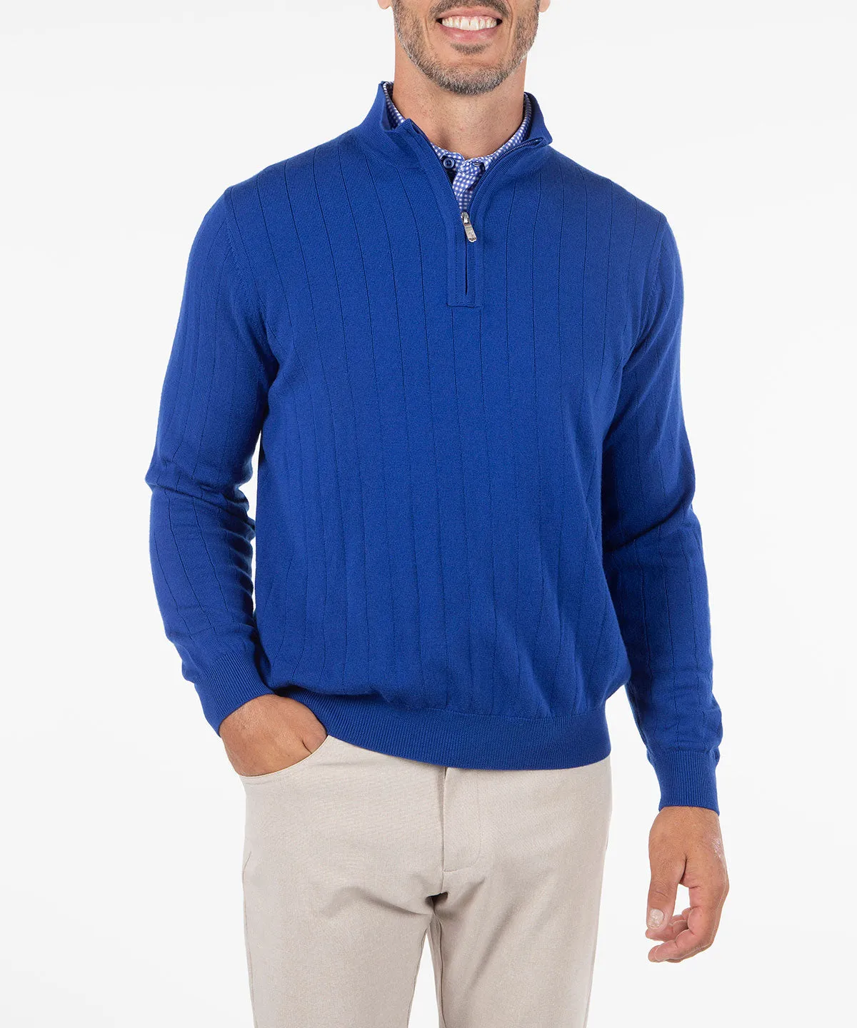 Signature Merino Quarter-Zip Mock Neck Sweater