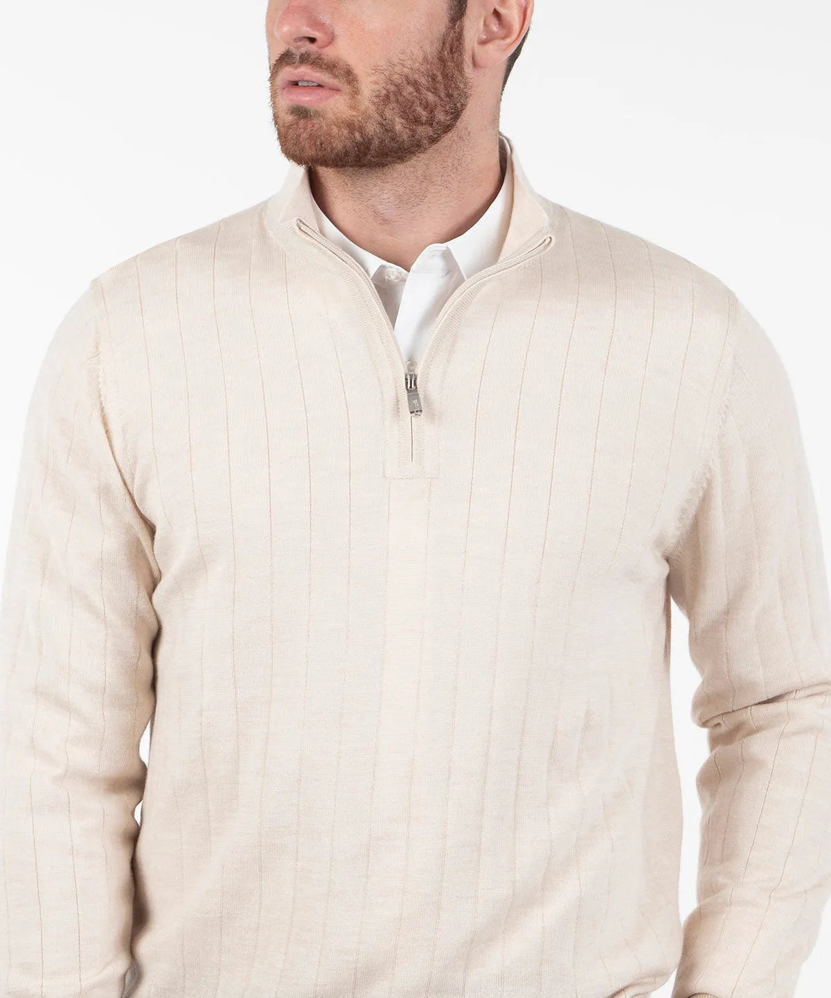 Signature Merino Quarter-Zip Mock Neck Sweater