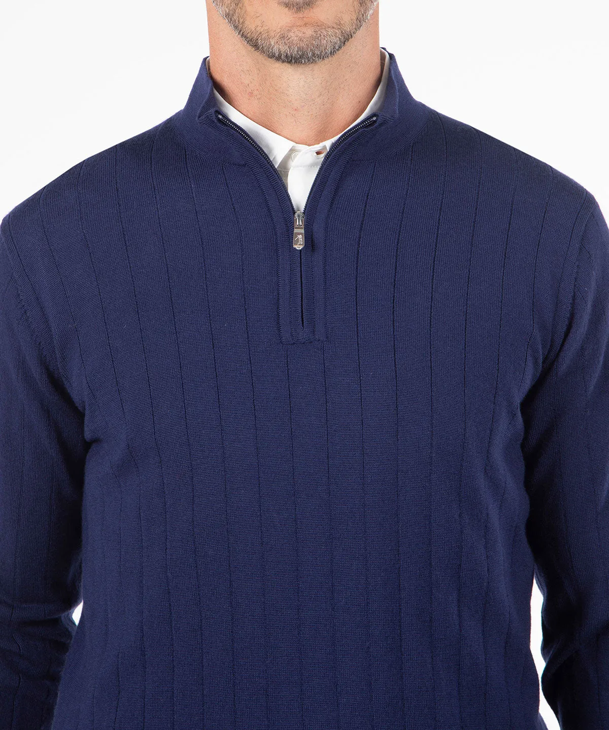 Signature Merino Quarter-Zip Mock Neck Sweater