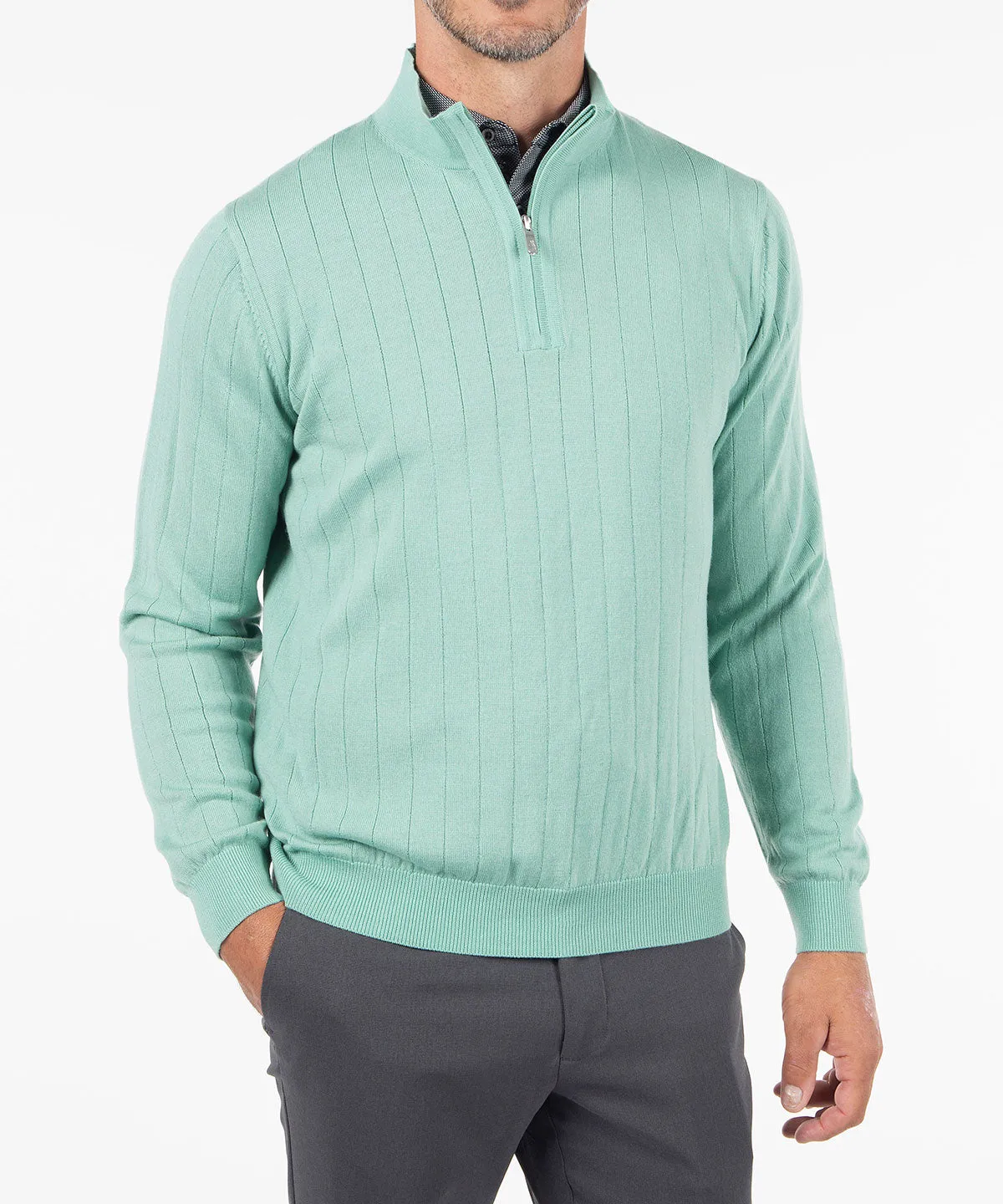 Signature Merino Quarter-Zip Mock Neck Sweater