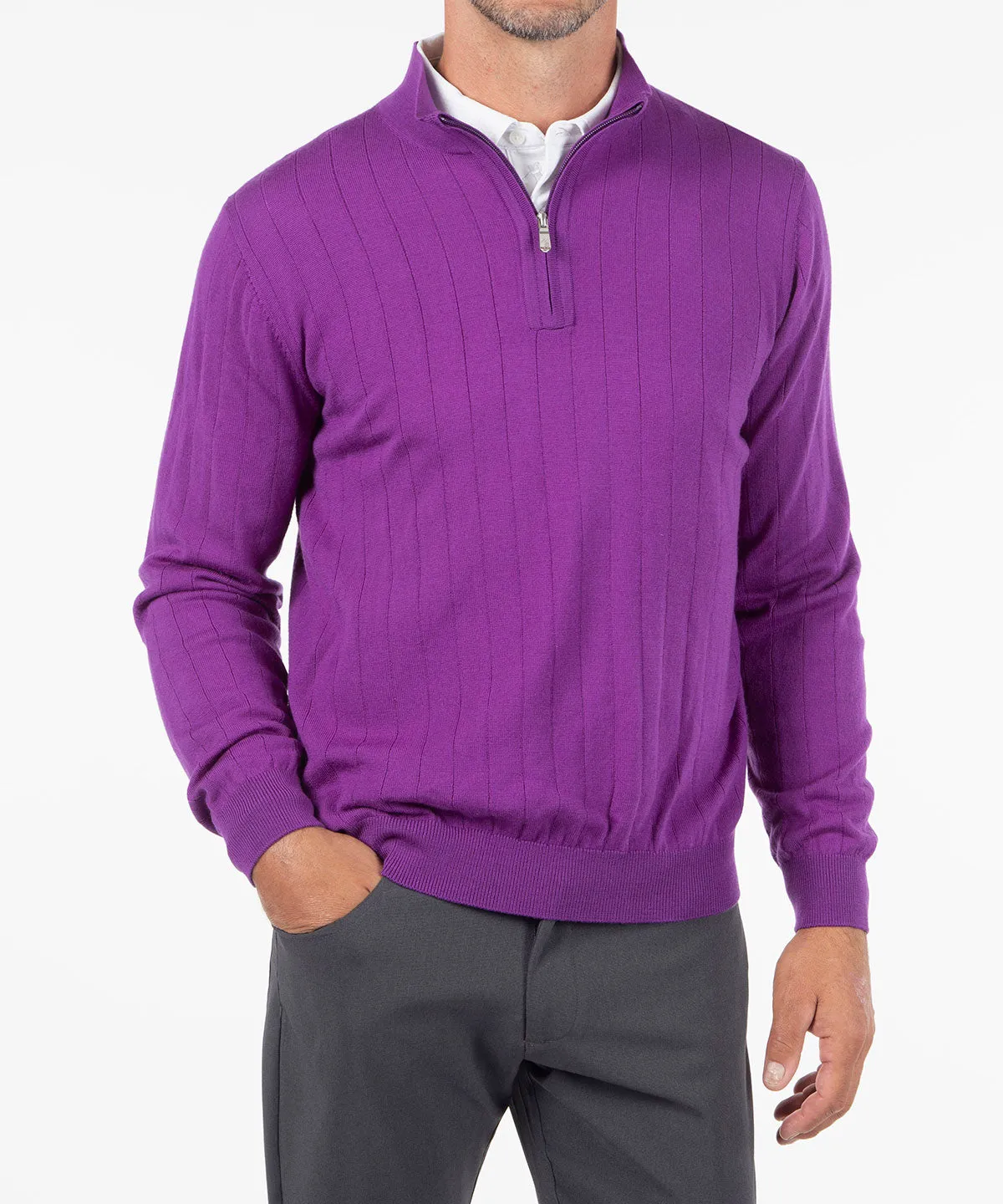 Signature Merino Quarter-Zip Mock Neck Sweater