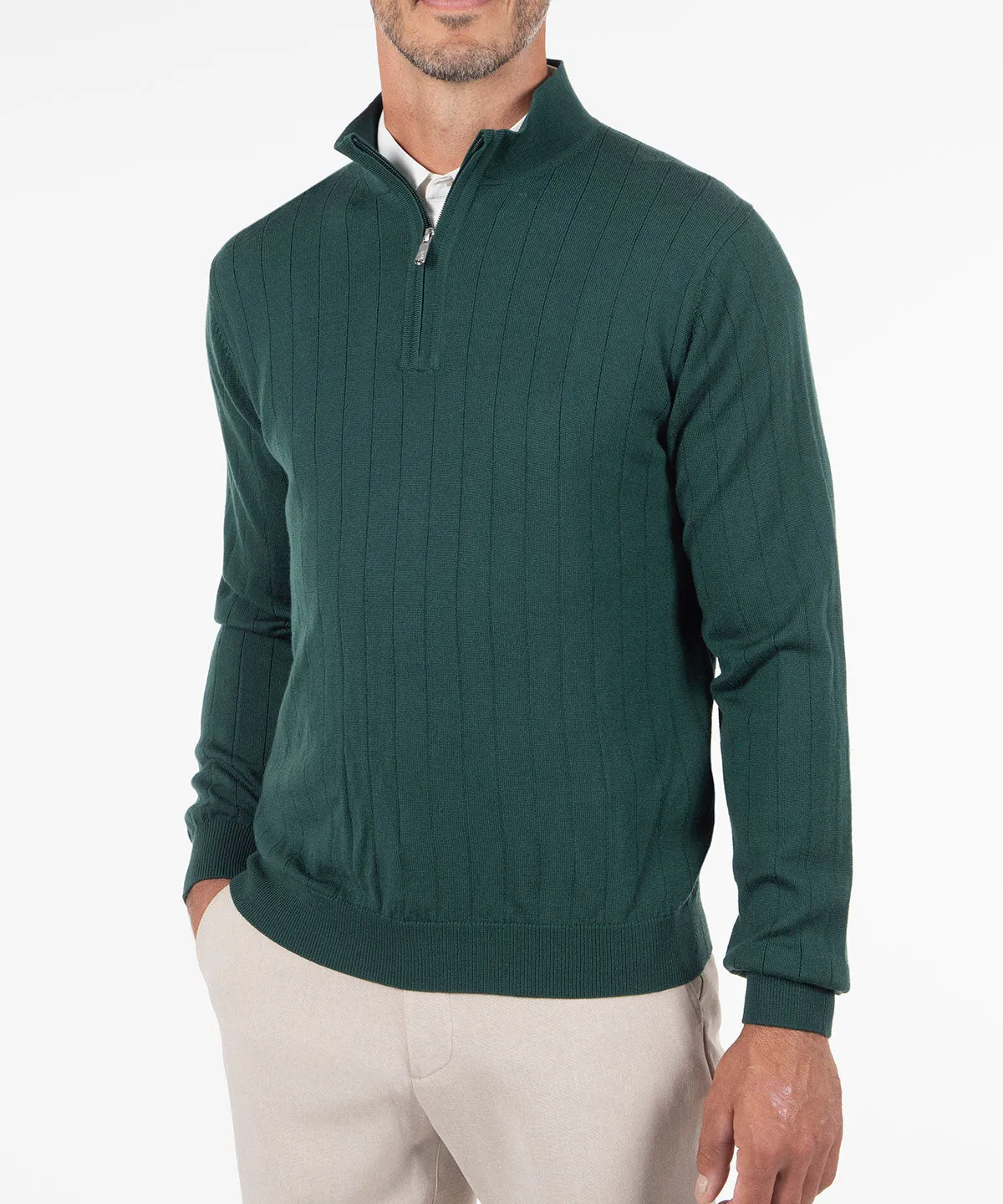 Signature Merino Quarter-Zip Mock Neck Sweater