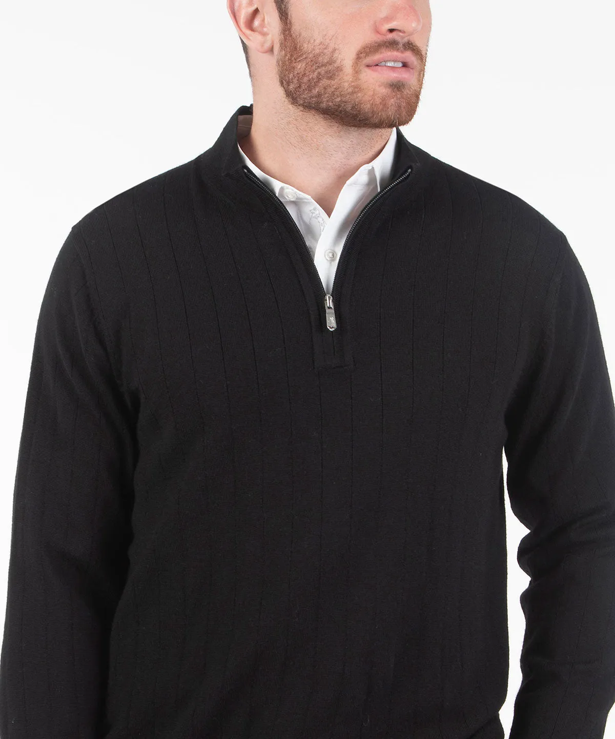 Signature Merino Quarter-Zip Mock Neck Sweater