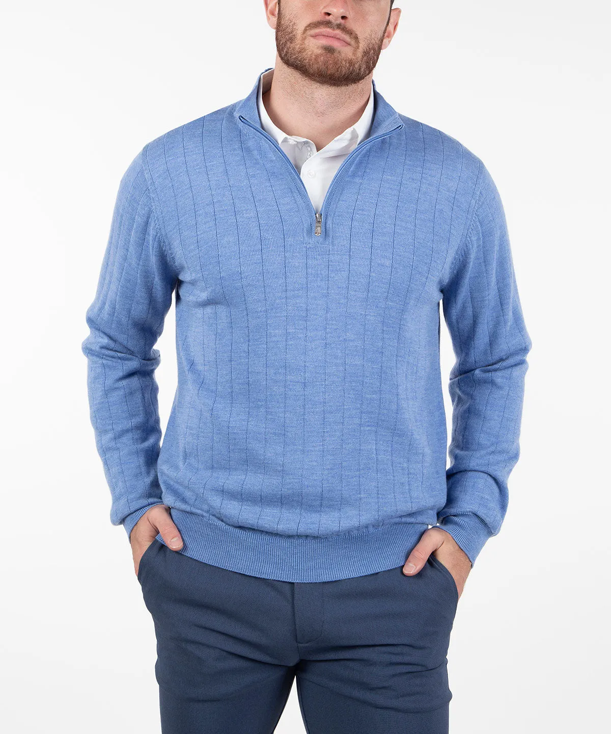 Signature Merino Quarter-Zip Mock Neck Sweater