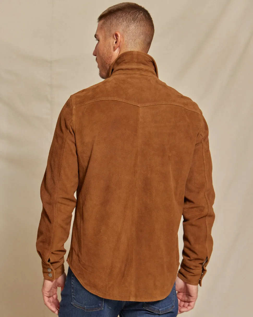 The Cole - Genuine Suede Western Shirt Jacket - Tan