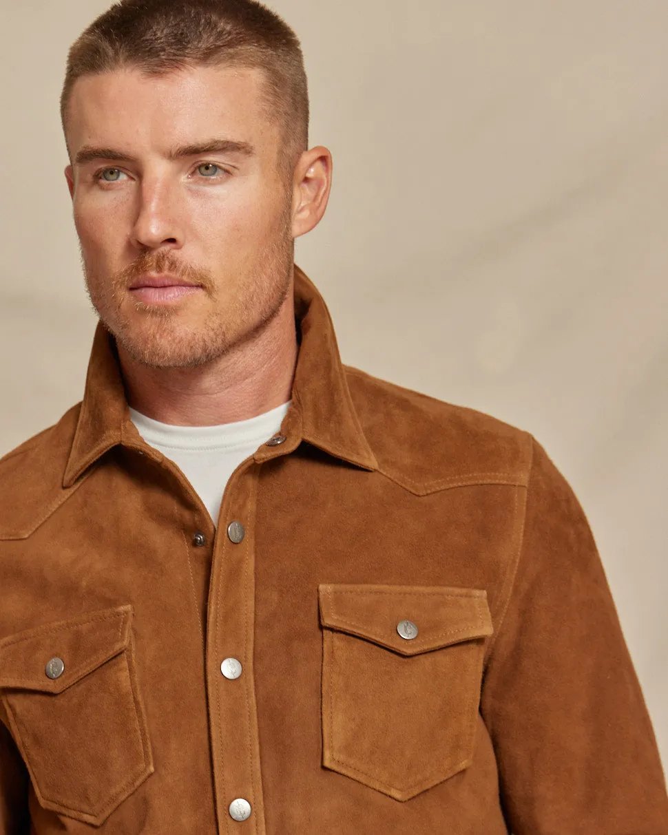 The Cole - Genuine Suede Western Shirt Jacket - Tan