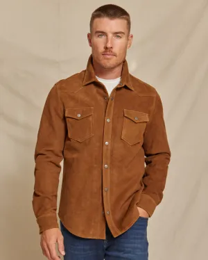 The Cole - Genuine Suede Western Shirt Jacket - Tan