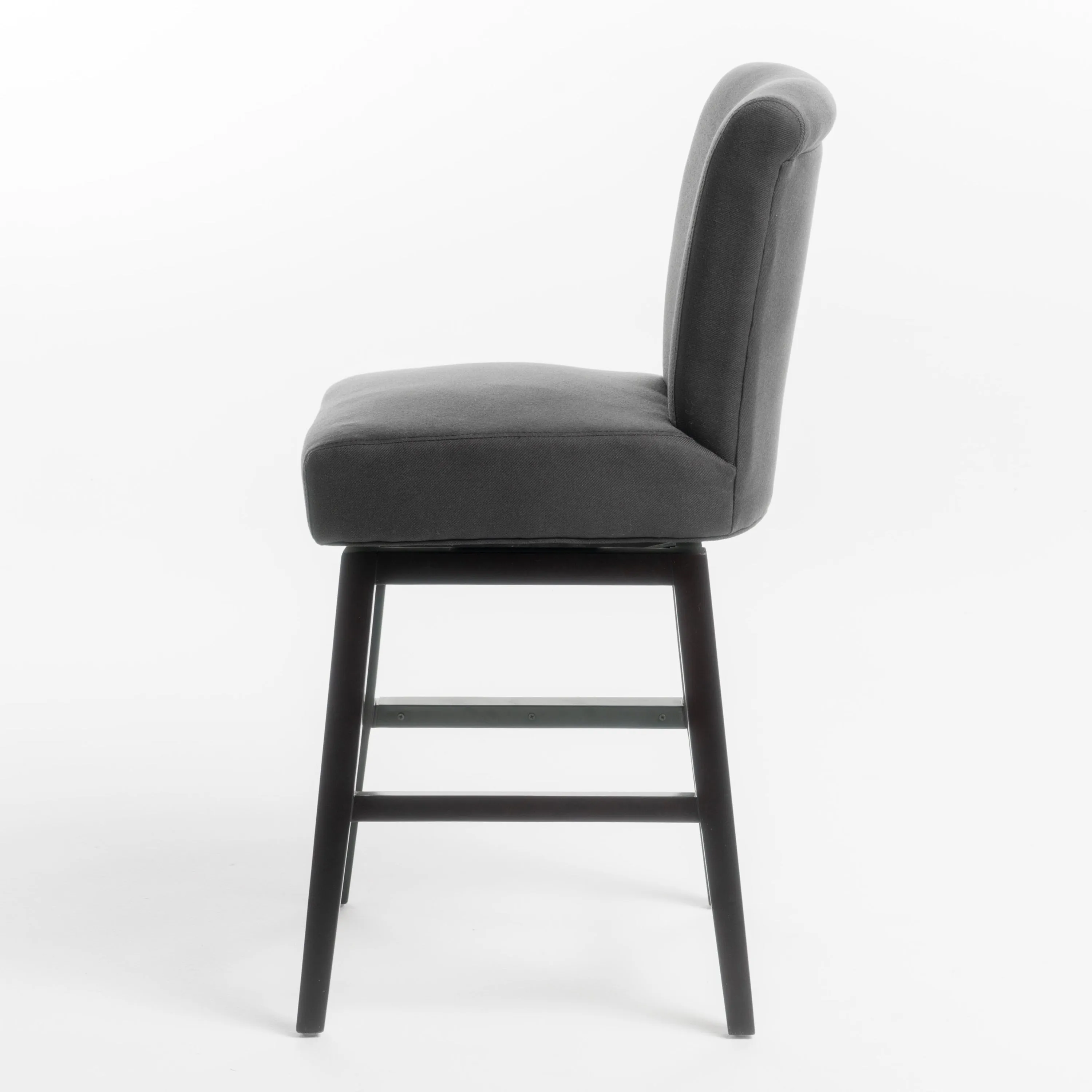 Tristan Contemporary Dark Charcoal Fabric Upholstered Swivel Counter Stool