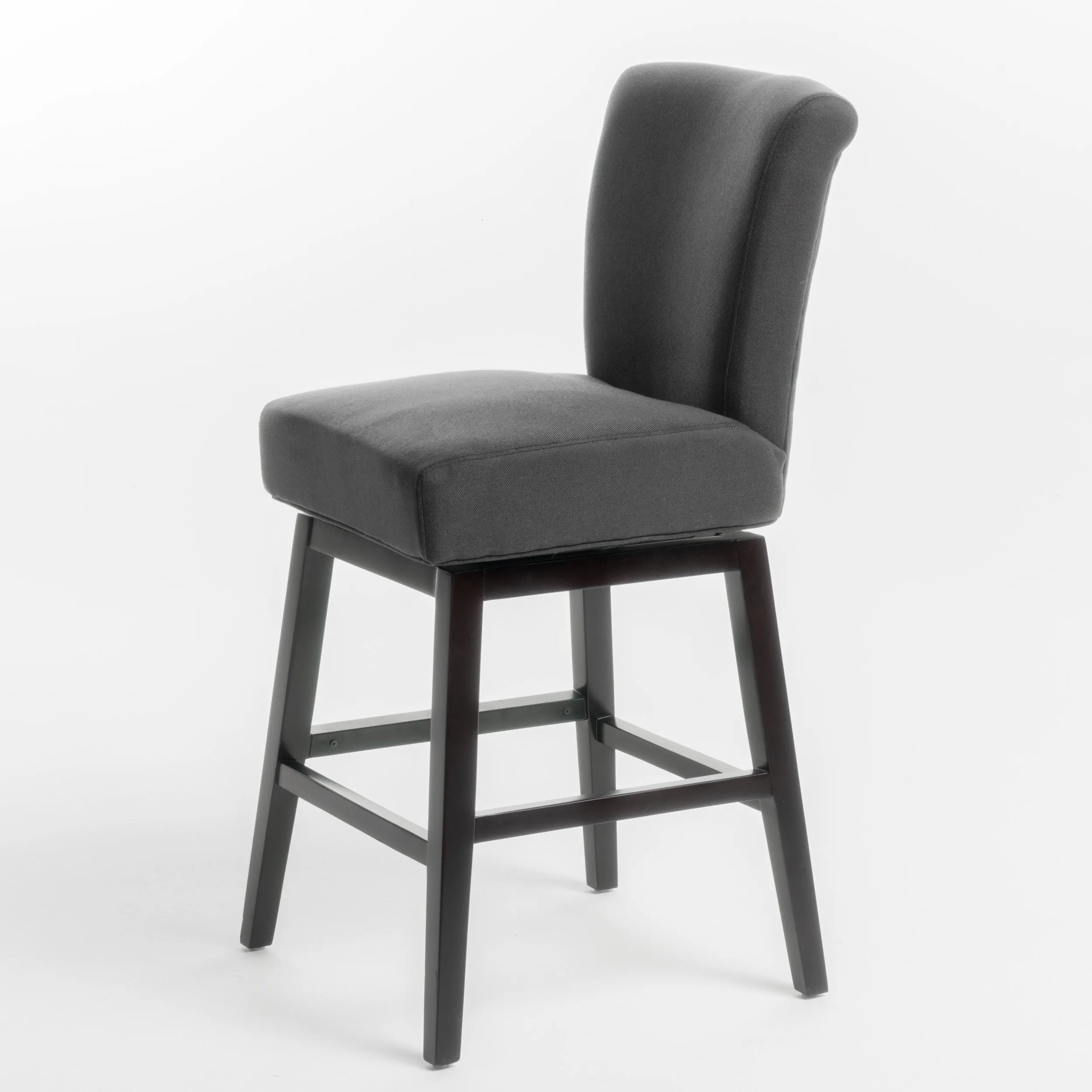 Tristan Contemporary Dark Charcoal Fabric Upholstered Swivel Counter Stool