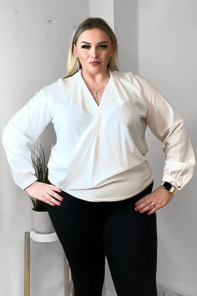 White Fixed Wrap Blouse