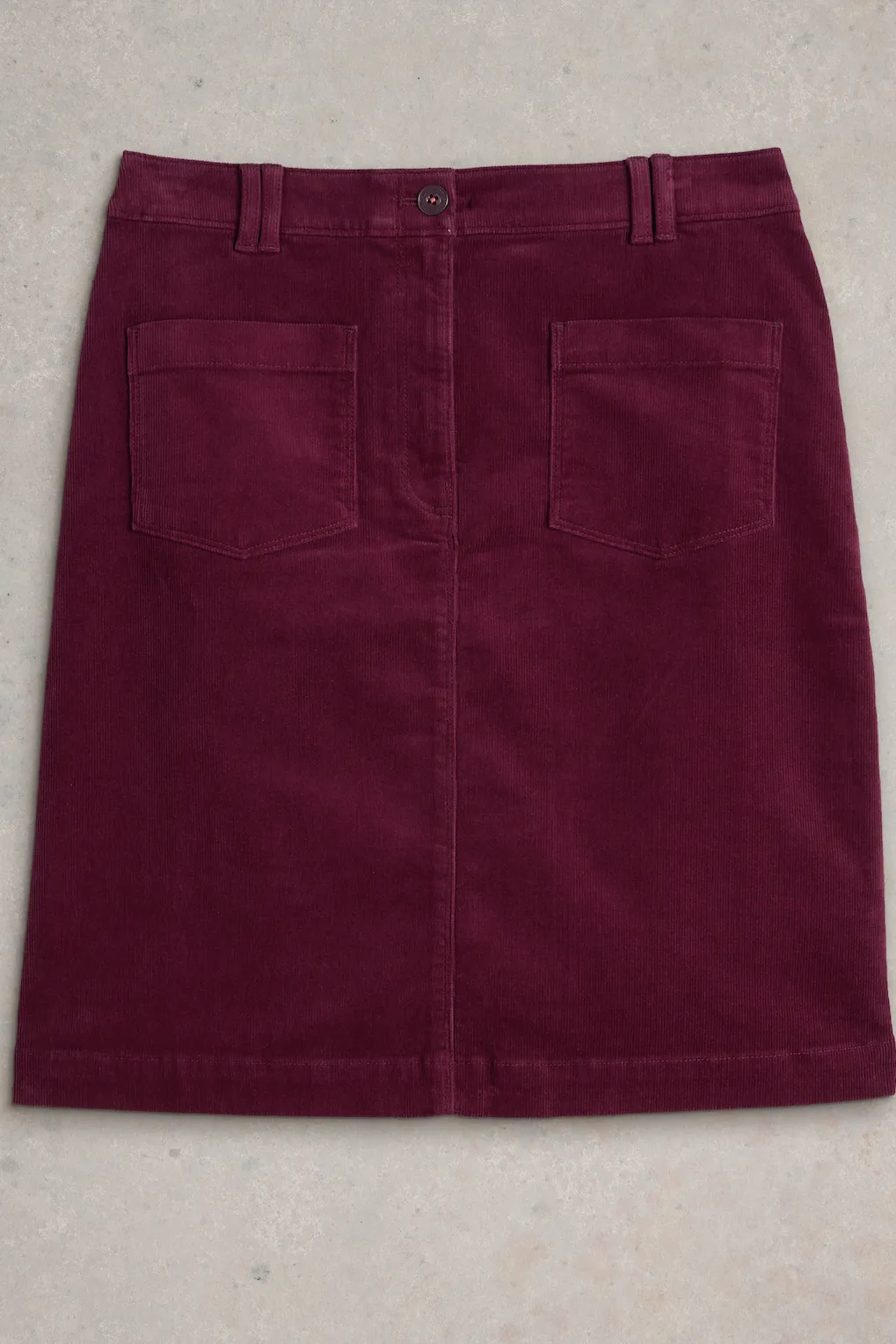 White Stuff Melody Deep Red Organic Cord Skirt