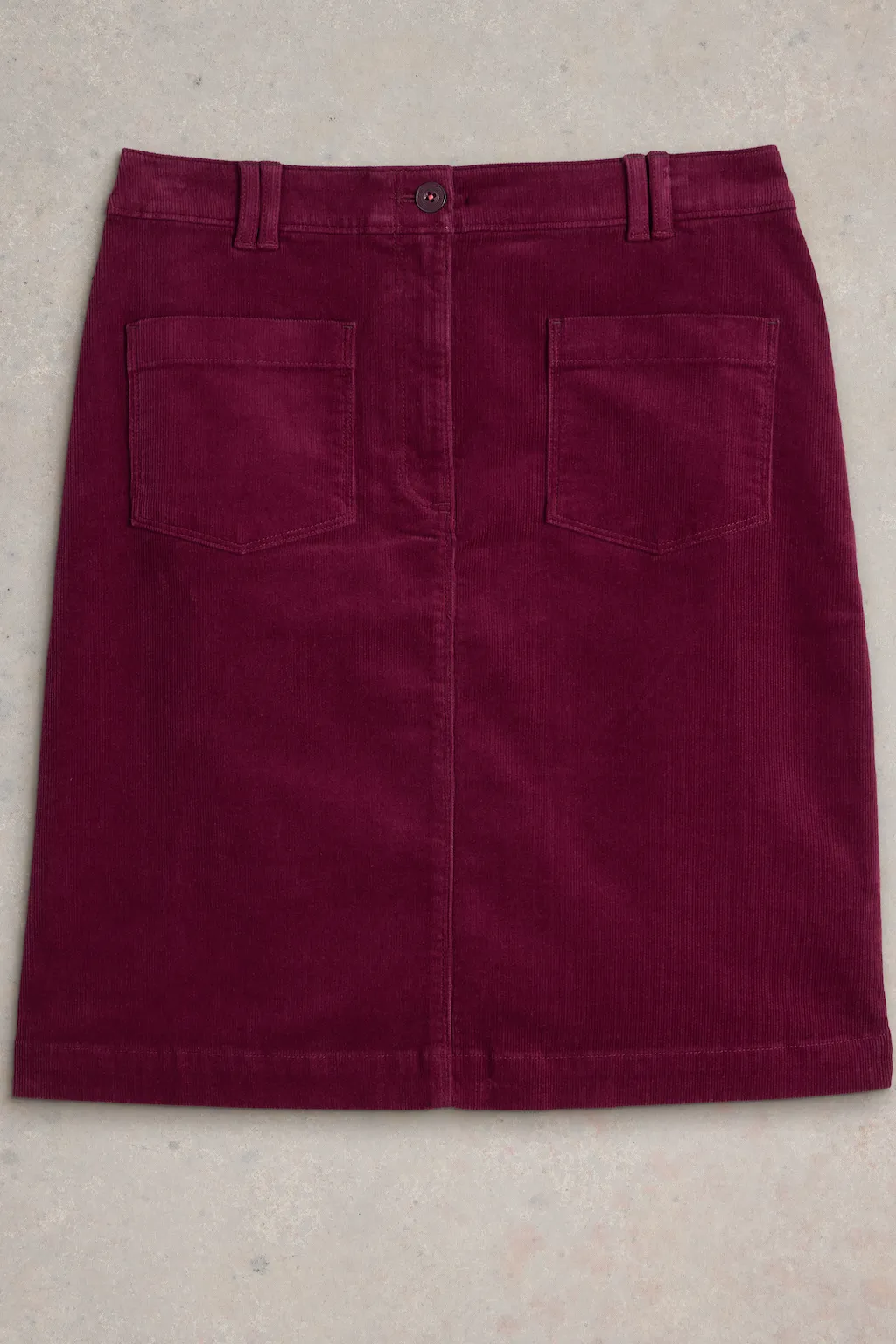 White Stuff Melody Deep Red Organic Cord Skirt