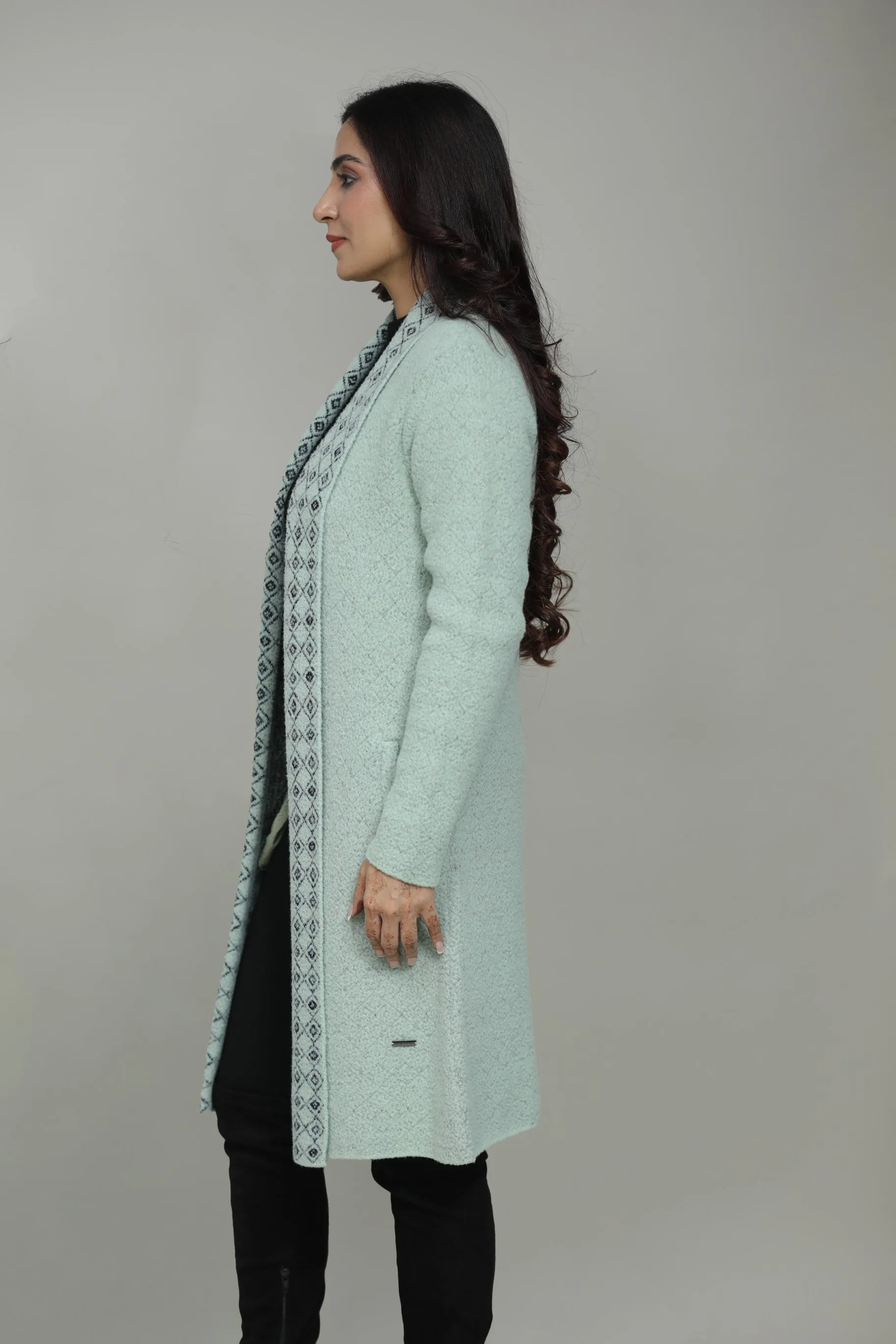 Woolen Open Front Long Designer Shrug