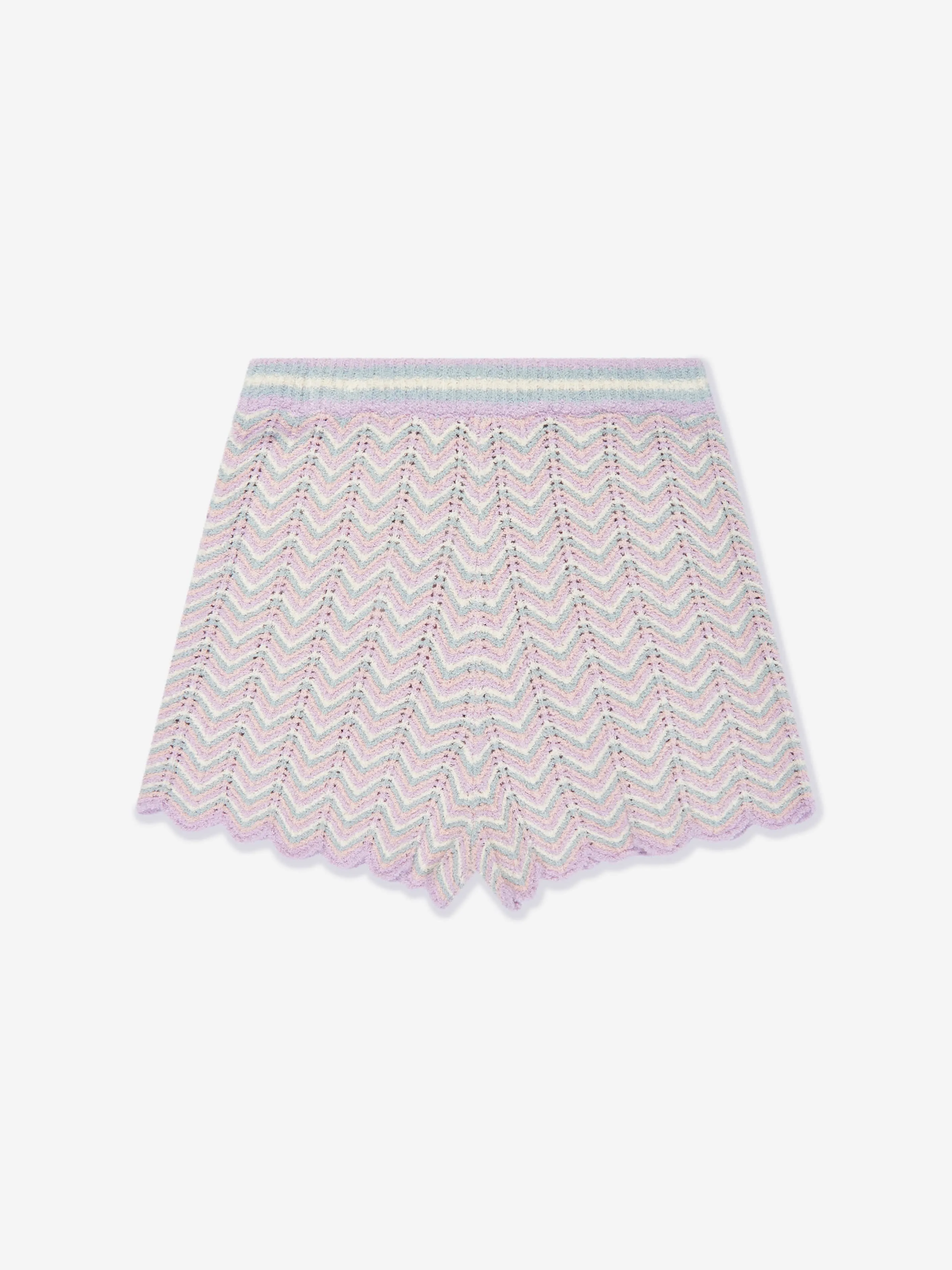 Zimmermann Girls Halliday Textured Knit Shorts in Multicoloured